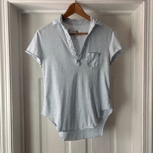 Frank & Eileen Short Sleeve Charlotte Perfect Polo Shirt Ice Blue Size XS